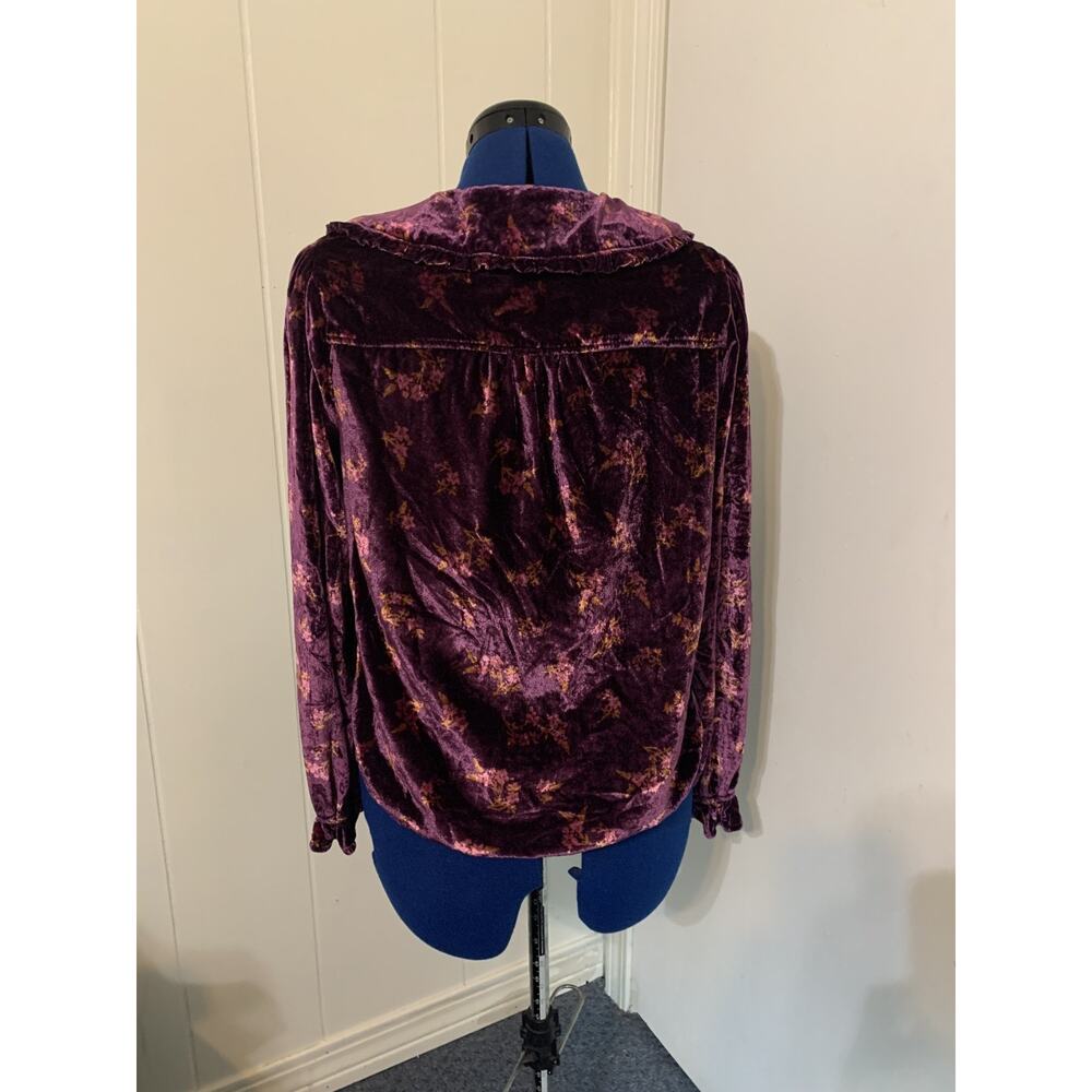 Anthropologie Pilcro Women's Size M The Keira Velvet Button Up Shirt Long Sleeve - Picture 3 of 11